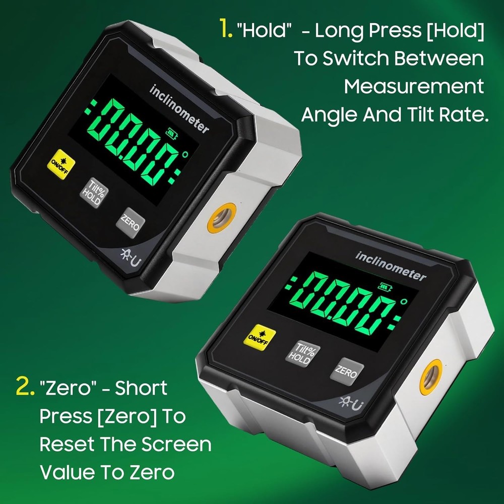 Digital Laser Angle Finder inclinometer, Protractor Tool, 4×90° High Accuracy...