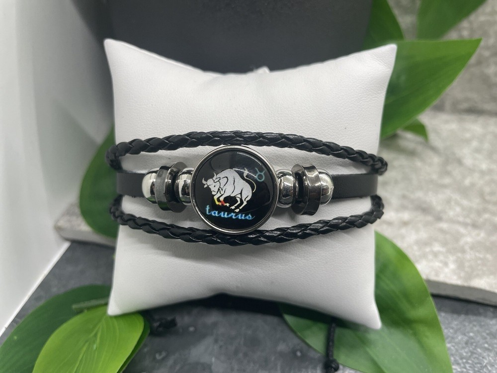 Leather Bead Bracelet Stackable Adjustable Tie New Free Ship Taurus A3470
