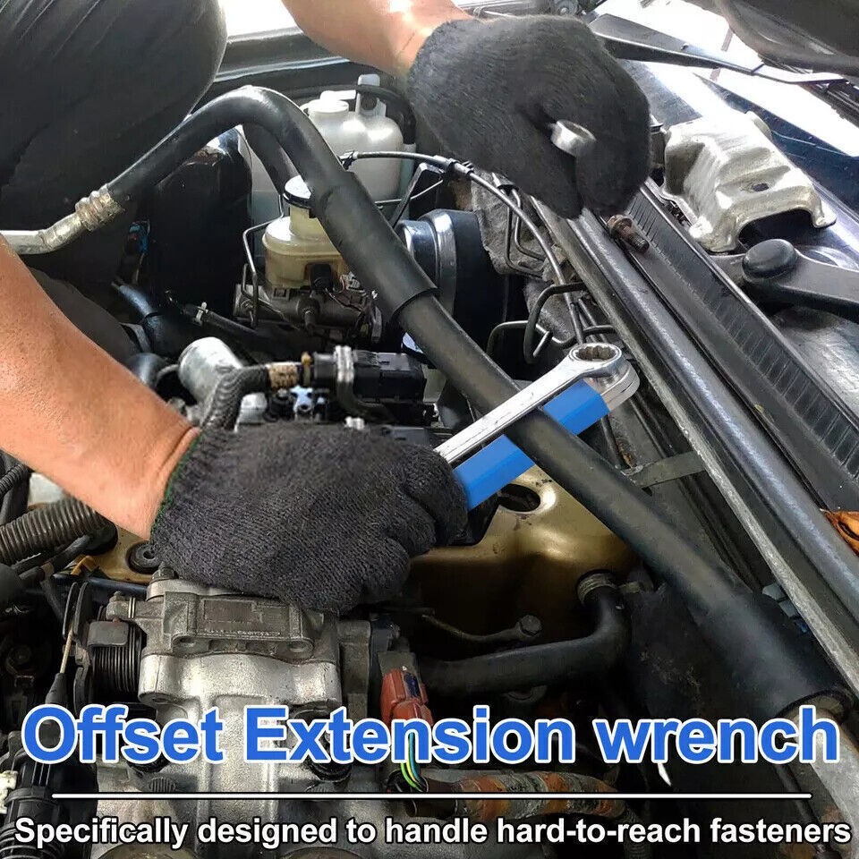 2 Pack Upgraded Offset Extension Wrench Set Ratchet Spanner Wrench with Extender