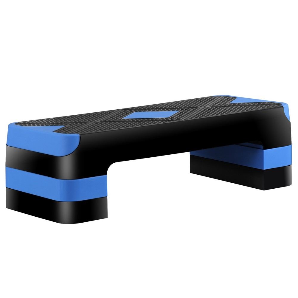 Aerobic Step Platform Exercise Step Adjustable Height 4"-6''-8' w/4 Risers Blue