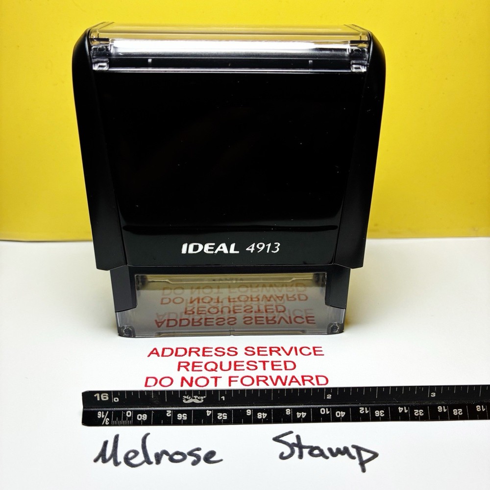 Address Service Requested Do Not Forward Rubber Stamp Red Self Inking Ideal 4913