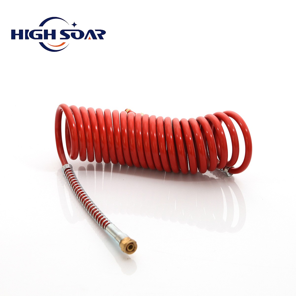 15FT Air Brake Line Coil Assembly Nylon Red & Blue Brass Fittings Semi Truck