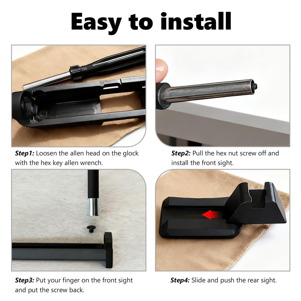 Suppressor Height Sight Set for Glock - Optical Compatible, High Black