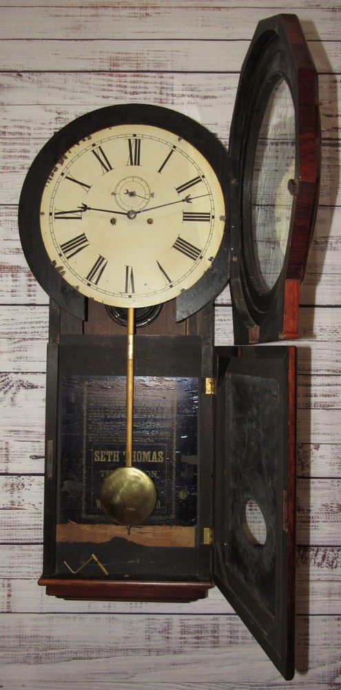 Antique Seth Thomas "Regulator No. 1 Extra" Weights Driven Regulator Wall Clock