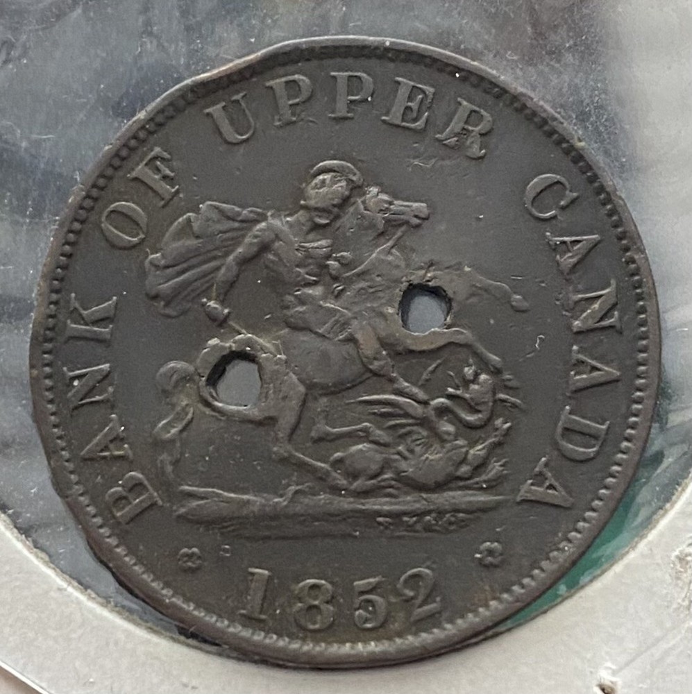 1852 Upper Canada Half Penny Coin Alignment How Cool Make Buttons Great Again!!!