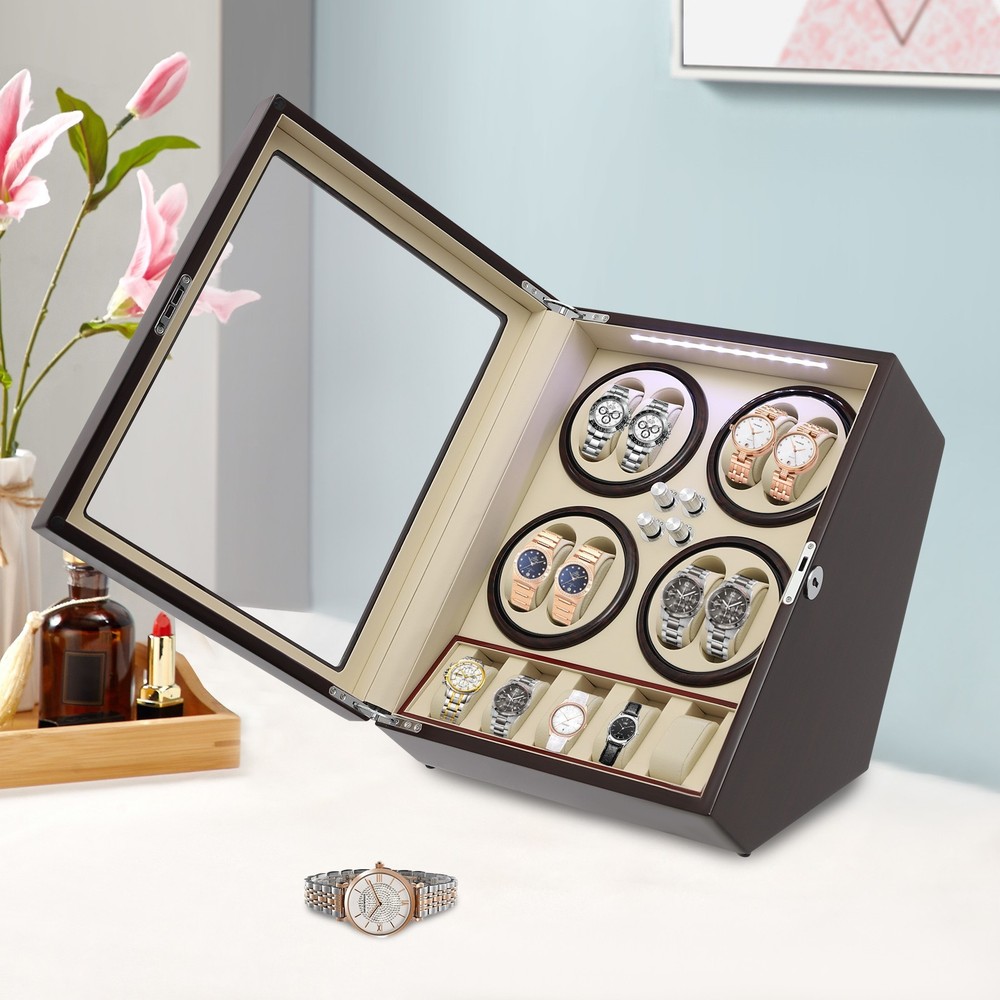 8+5 Automatic Watch Winder Box Watch Display Case Storage with LED Light 4 Modes