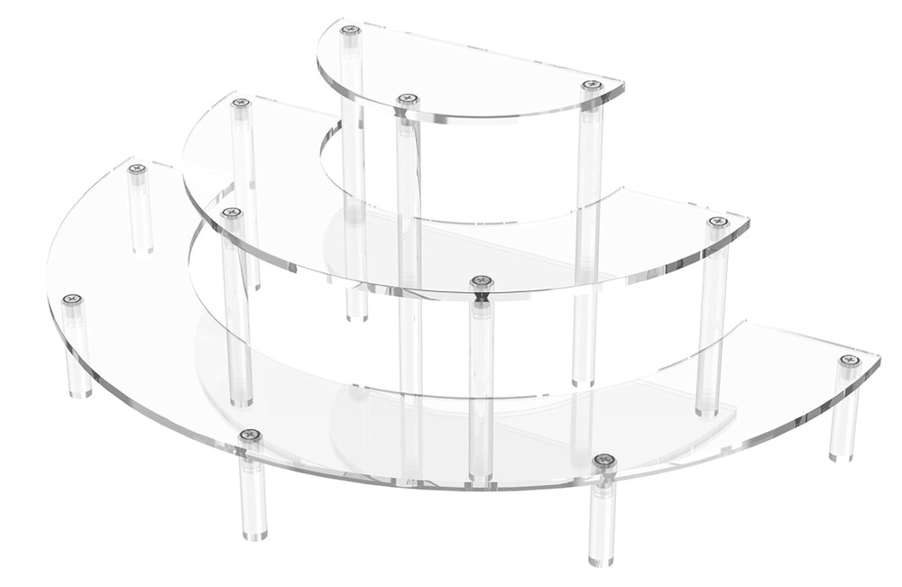 3 Tier Acrylic Display Risers, Half Moon Cupcake Stand, Clear Perfume Organizer
