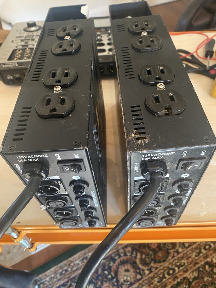 Two Leviton D4DMX-MD3 4-Channel Programmable Dimmer Pack Integrating DMX 15A