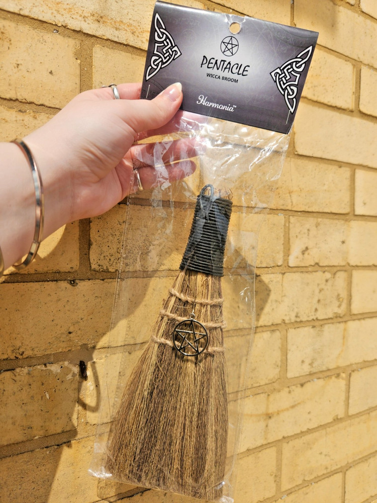 Mini Witch's Broom with Pentacle Charm