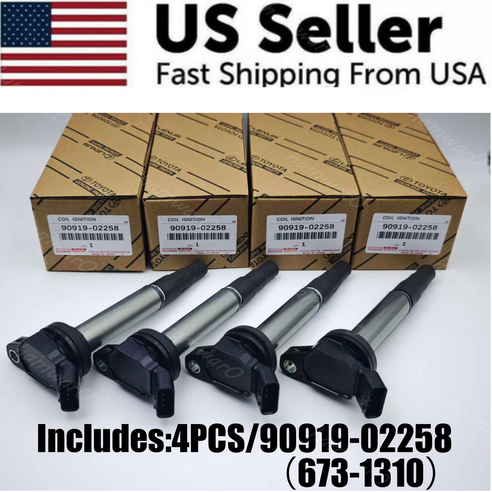 OEM DENSO Ignition Coils For 2008-2015 Toyota & Lexus 1.8L 2.4L I4, 90919-02258