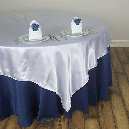 LinenTablecloth 72-Inch Square Satin Overlay White