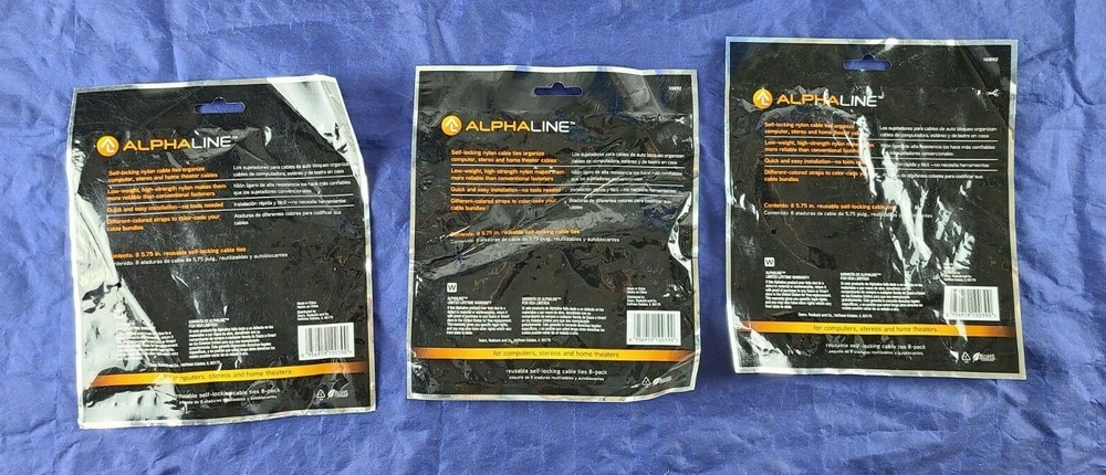 AplhaLine 8-Pack Reusable Self Locking Cable Ties 3 Pack