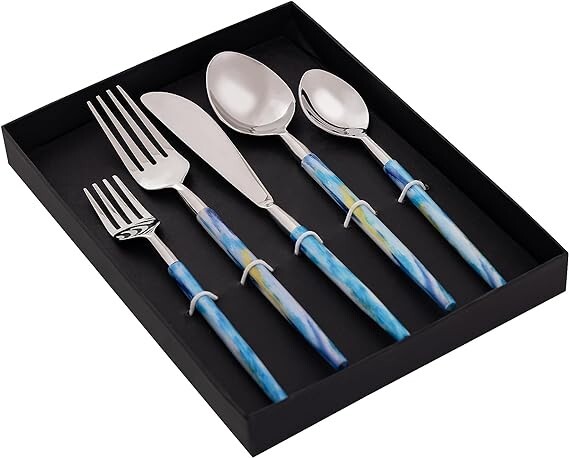 BLUE Print Cutlery Set