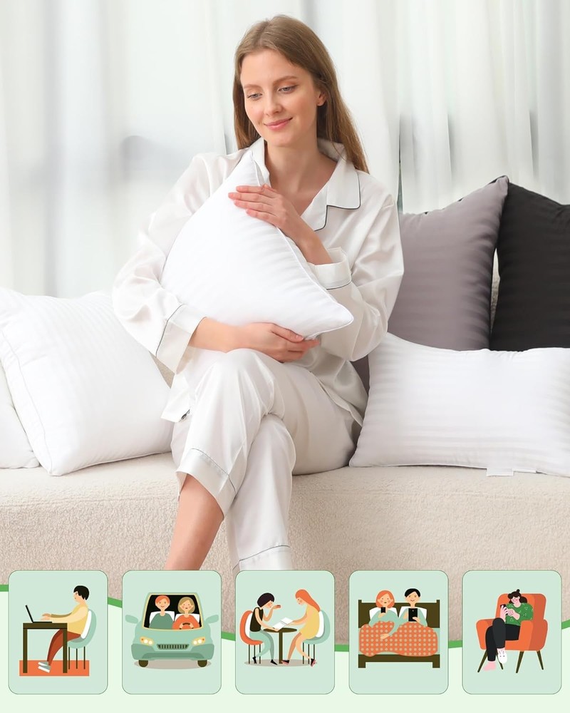 Pillow Insert Set of 4, Soft Virgin Microfiber Square Throw Pillow Inserts for