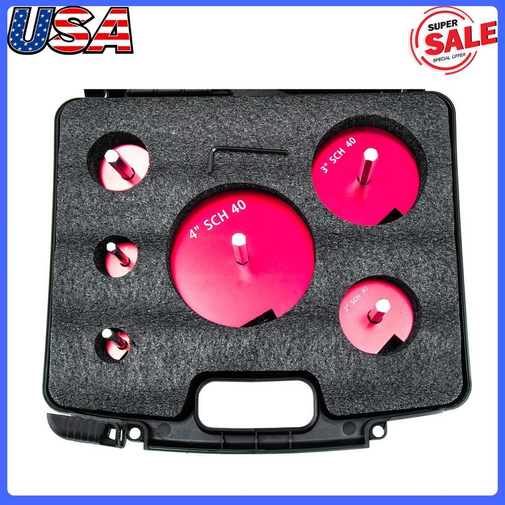 Plastic Pipe Fitting Reamer Kit 1/2" Drills PVC Pipe Reamer Tool 6-Piece + Case
