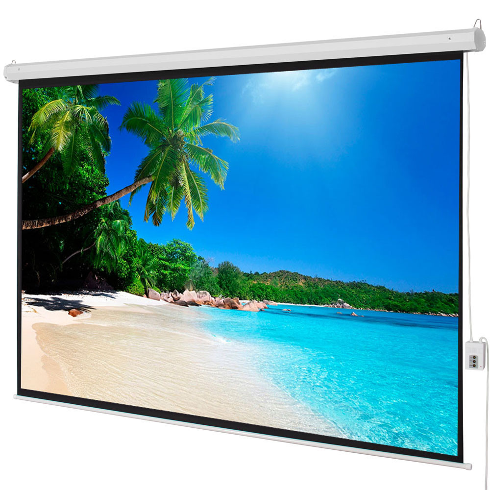 100" 4:3 Material Foldable Electric Motorized Projector Screen 80x60" + Remote