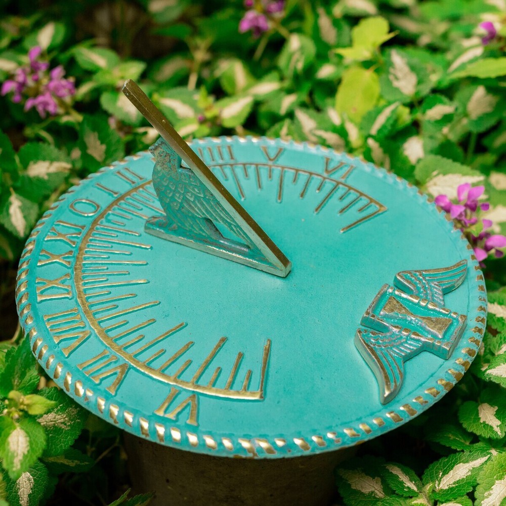Sundial Verdigris Solid Brass Garden Clock 10'' Diameter Renovators Supply