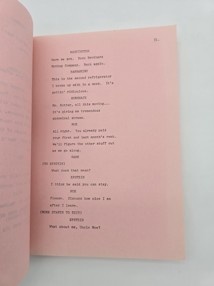WELCOME BACK, KOTTER / Nick Arnold 1977 TV Script, Gabe Kaplan "What a Move"