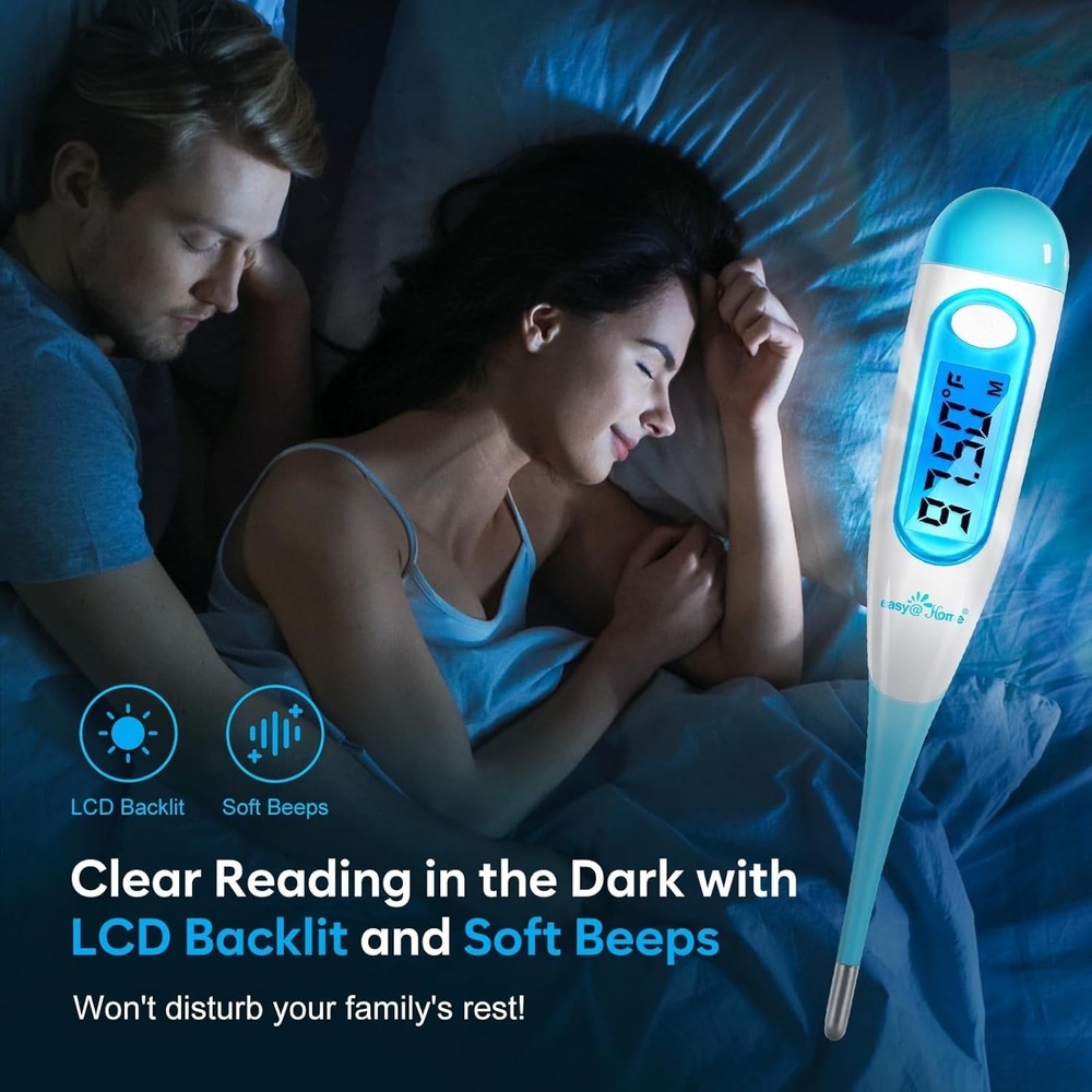 Precision Ovulation Thermometer with Waterproof Probe - Easy Scan & Record, Blue