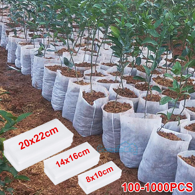 100-1000X Plant Grow Bag Biodegradable Non-woven Fabric Nursery Bag Seedling Pot