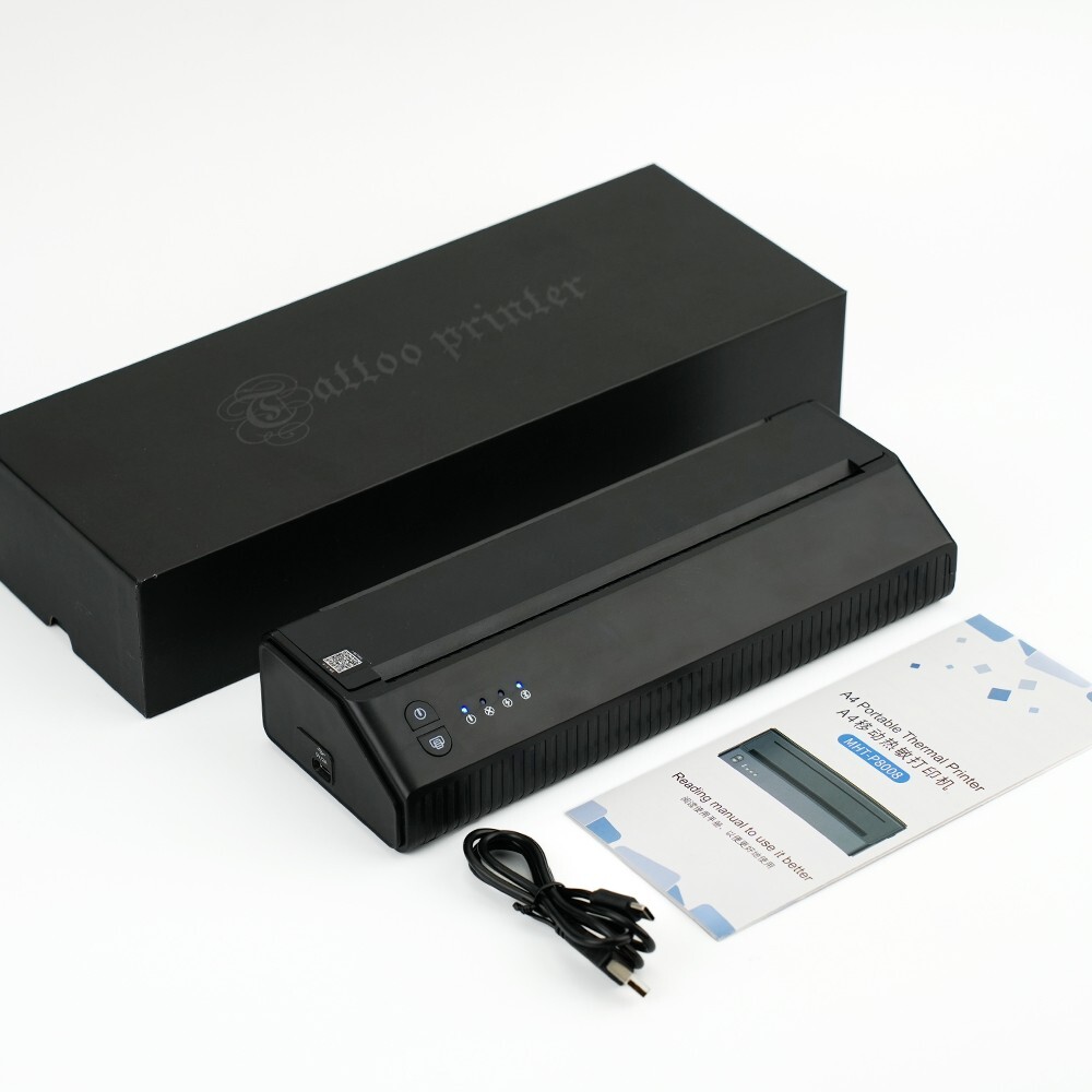 Wireless Tattoo Transfer Thermal Copier Printer w/20 Stencil Paper USB charging