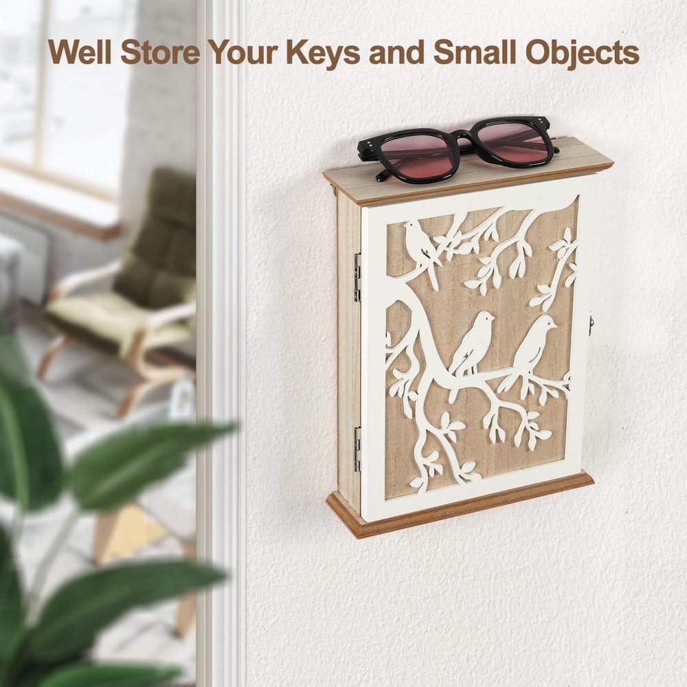 Key Holder for Wall Mount, Hooks Hanging Rack white
