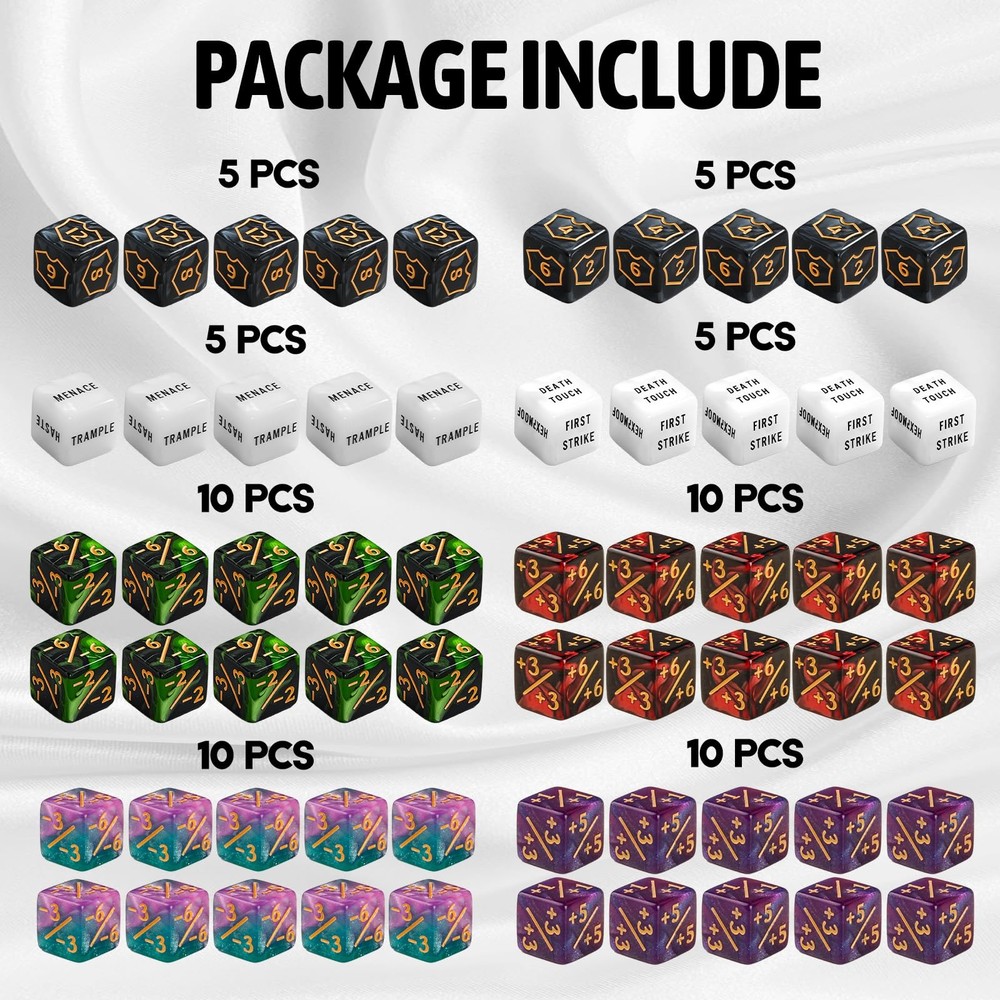 60 PCS MTG Dice Counters Keyword Counters Life Counter 1/+1 counters Commande...