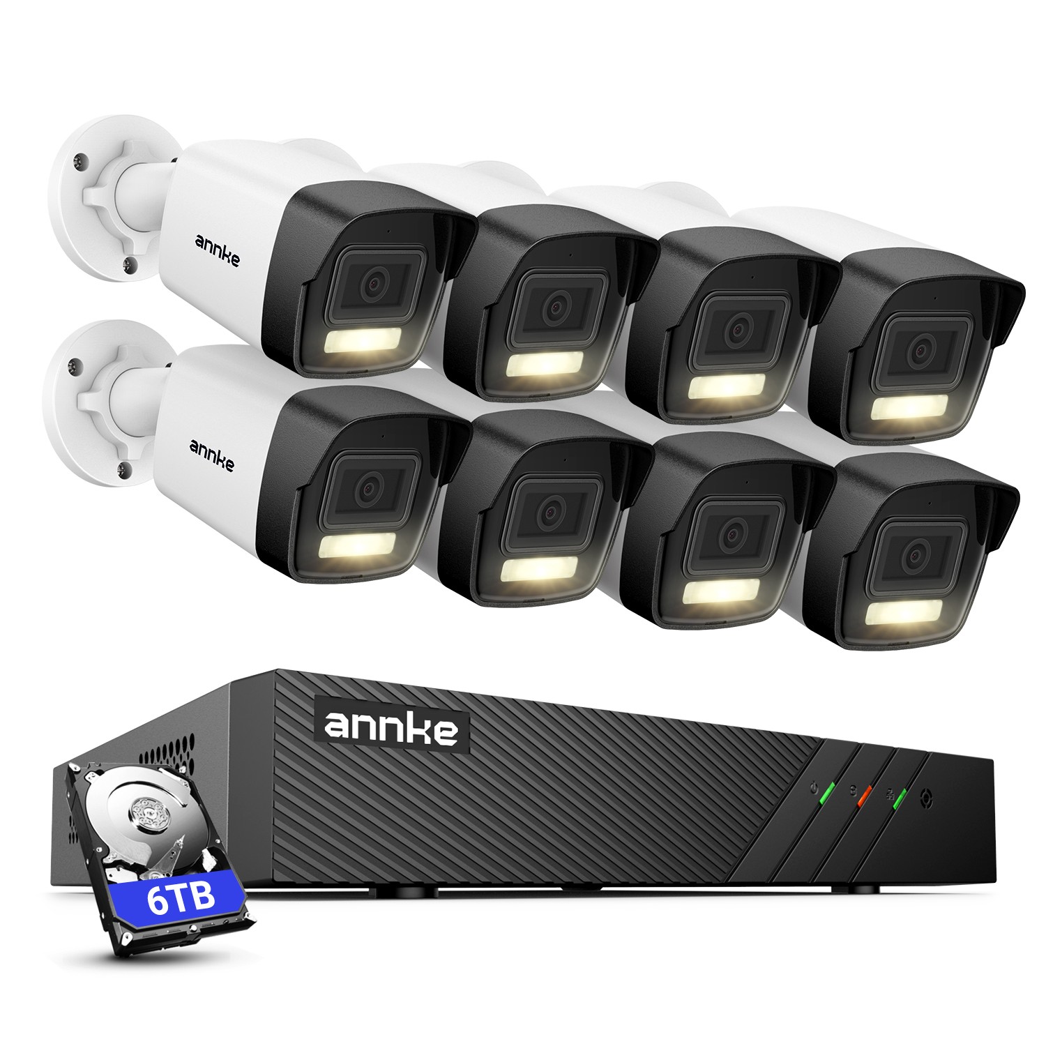 ANNKE 5MP Color POE IP Security Camera System Human Detection 8CH 8MP NVR Audio
