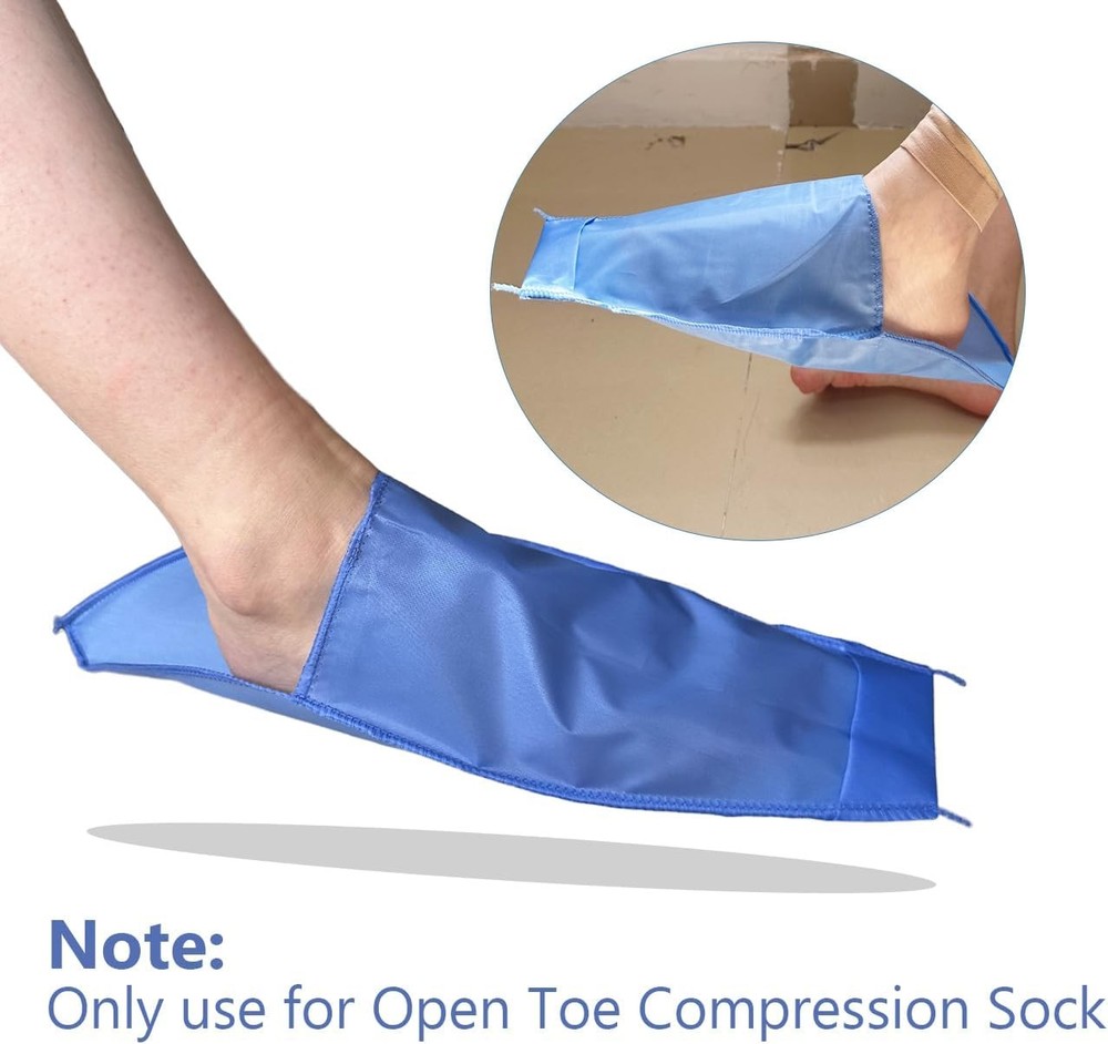 Open Toe Compression Sock Aid for Easy Slide - Slip Stocking 2 Pcs (Blue)