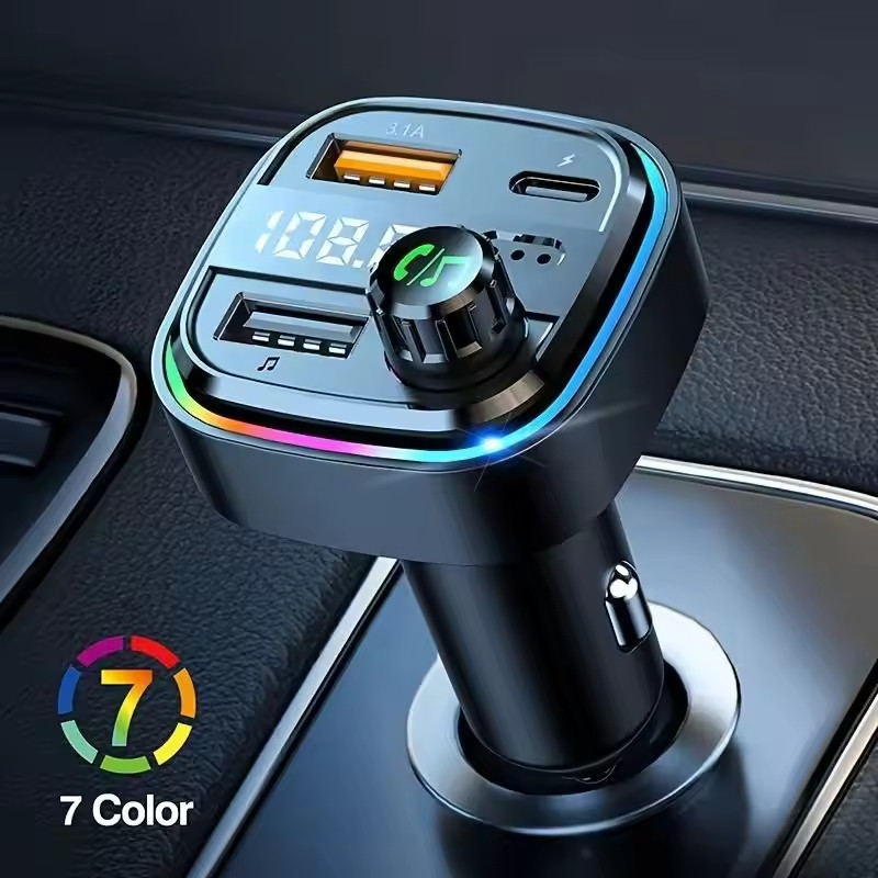 Bluetooth 5.0 Car Wireless FM Transmitter Adapter USB PD Charger AUX Hands-Free