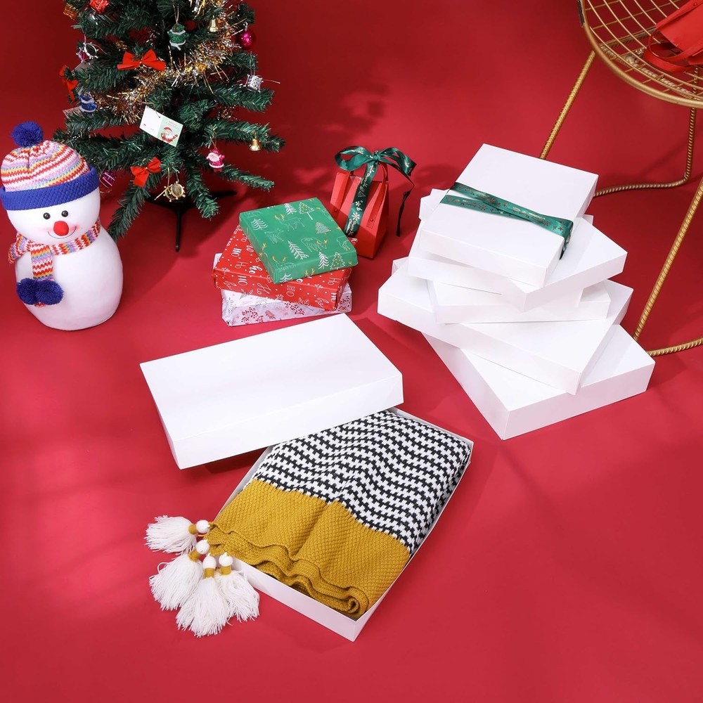 Sturdy 14" White Gift Boxes with Convenient Lids - Perfect for DIY Projects