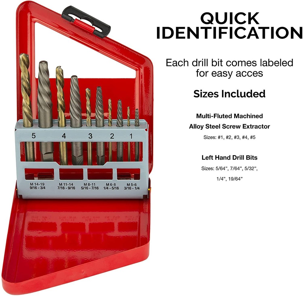 20pc Screw Extractor Right/ Left Hand Cobalt Drill Bit Set Easy Out Broken Bolt