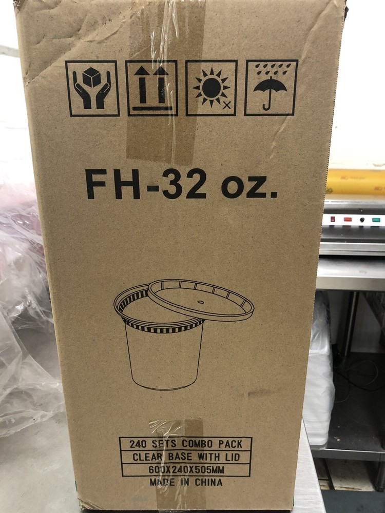 240 Sets Combo Pack 32oz Plastic Deli Container