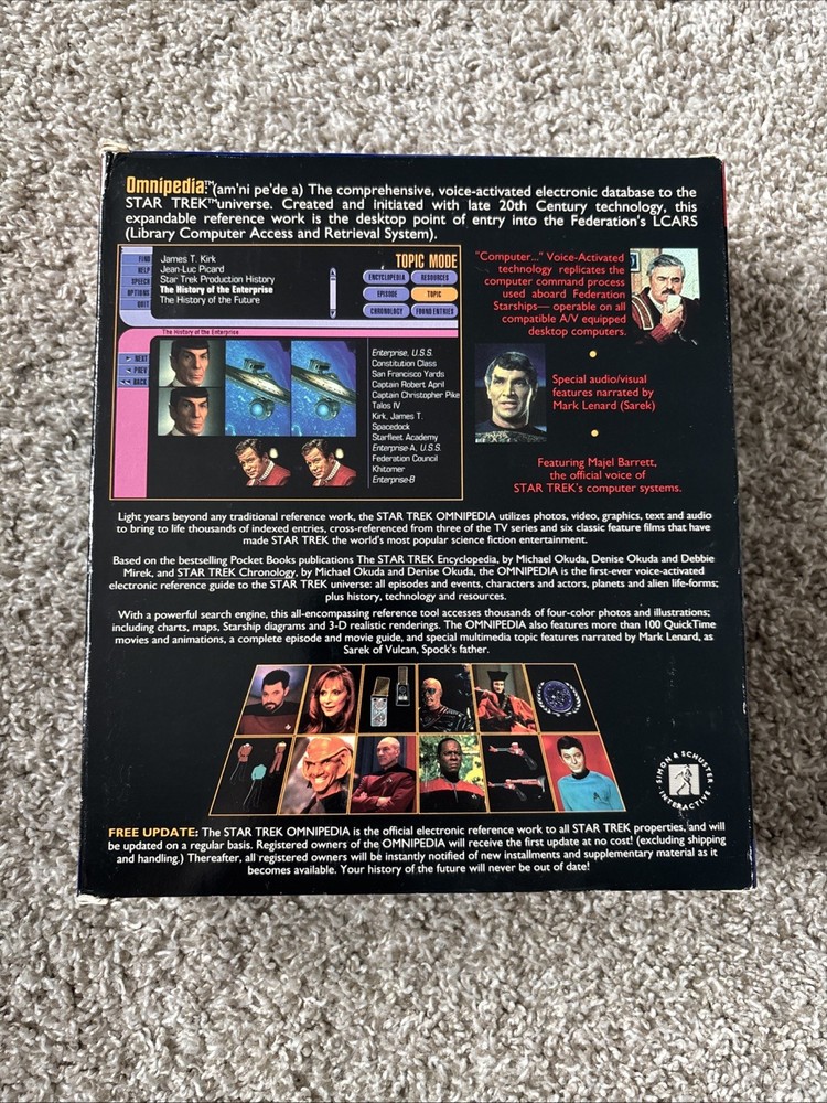 1995 Star Trek Omnipedia Computer Software CD-Rom Big Box PC Game Sealed Content