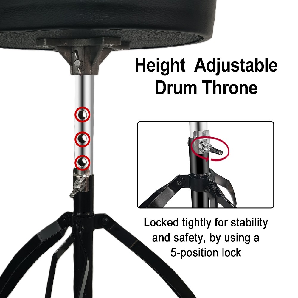 Drum Throne Seat,Adjustable Stool Drum Thick Padded Drum Throne Drummer Stool