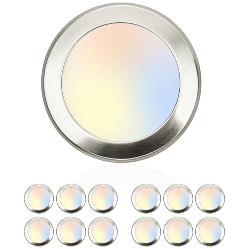 5/6 Inch Selectable CCT LED Disk Light Flush Mount, 3000K/4000K/5000K Silver