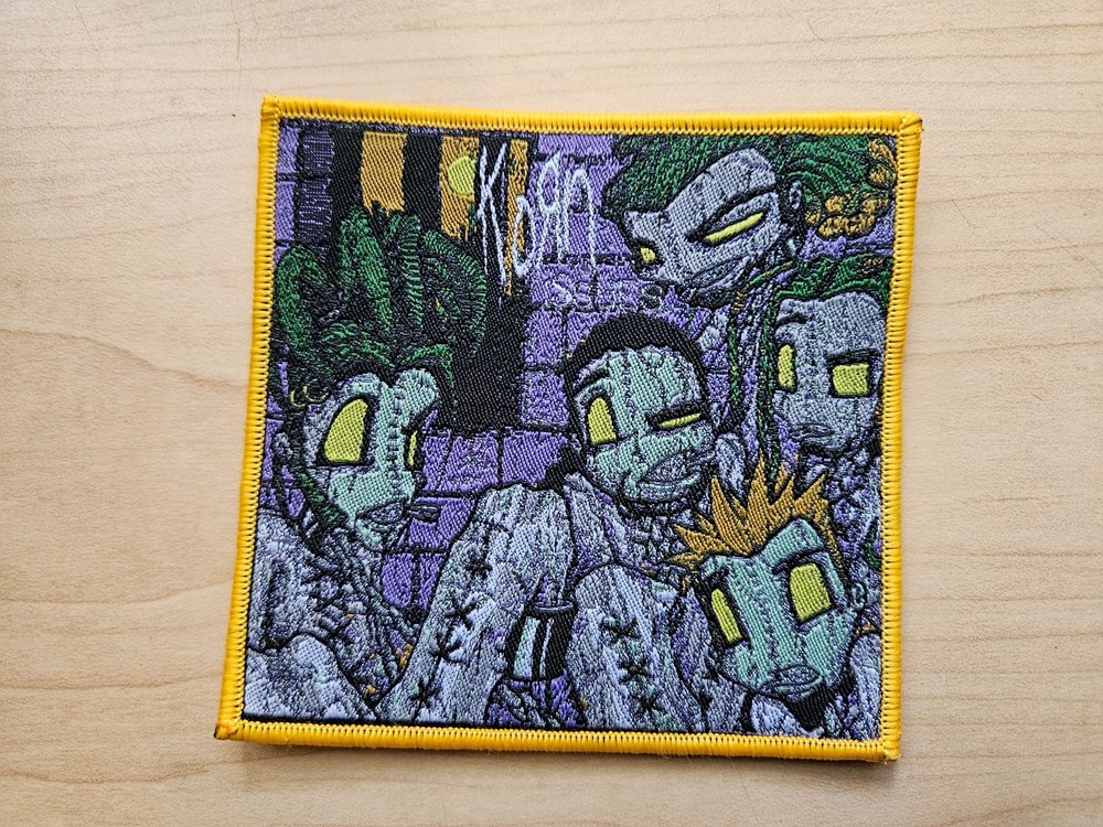 KORN, SEW ON GOLDEN BORDER WOVEN PATCH