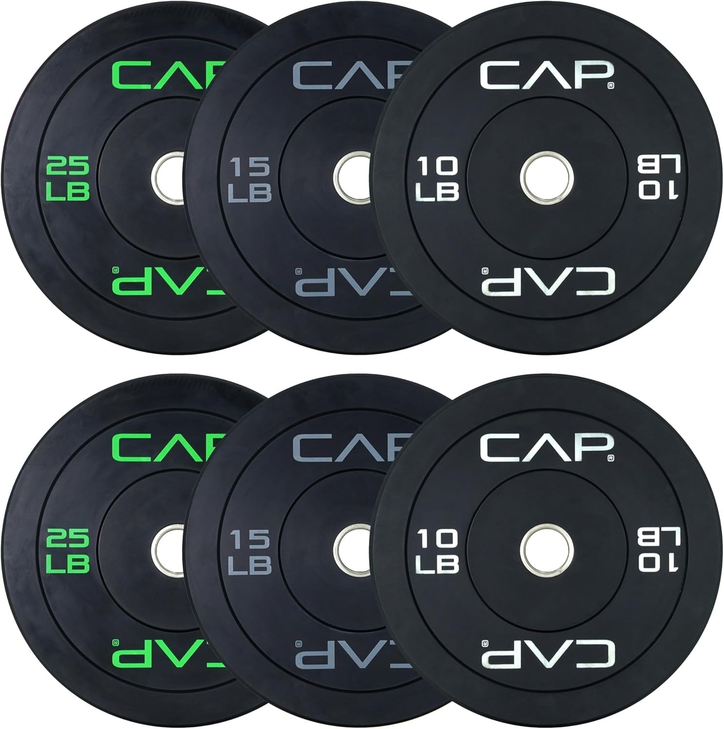 CAP 2" Olympic Bumper Plate Weight Set 100lbs Home Gym Lifting Plates