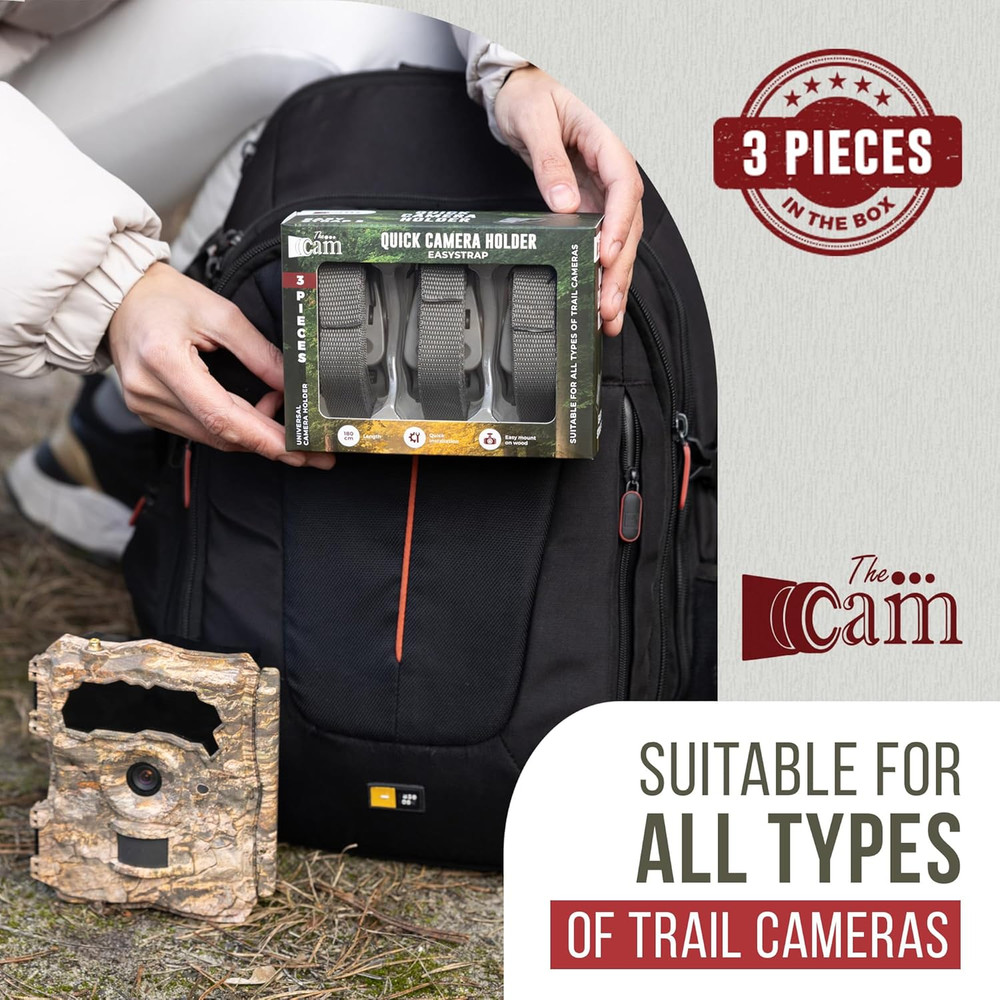 Quick Camera Holder EasyStrap-3, Premium 3 Pack Trail Camera Straps,Game Camera