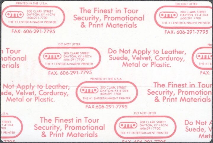 Bob Dylan Backstage Pass -1991 Cloth Pass