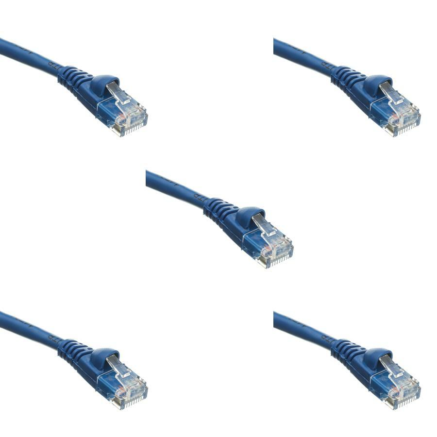 Pack of 5 Cables Snagless Shieled 14 Ft Cat5e Blue Network Ethernet Patch Cable