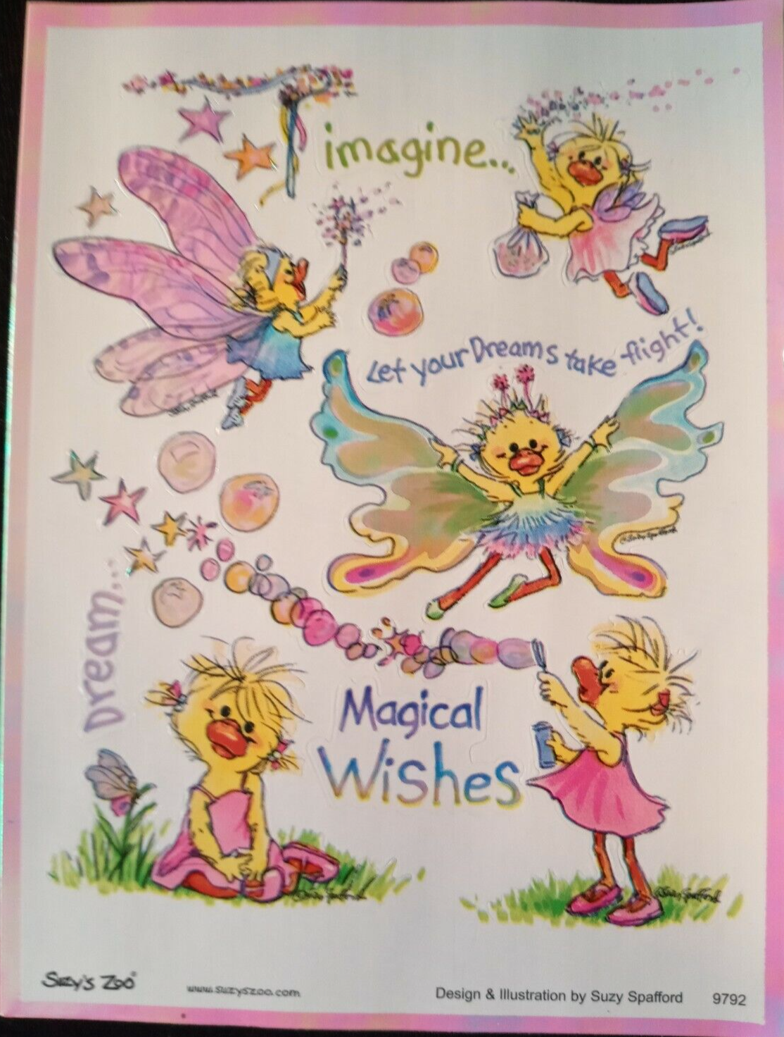 SUZY'S ZOO #9792 "MAGICAL WISHES" IRIDESCENT STICKER SHEET