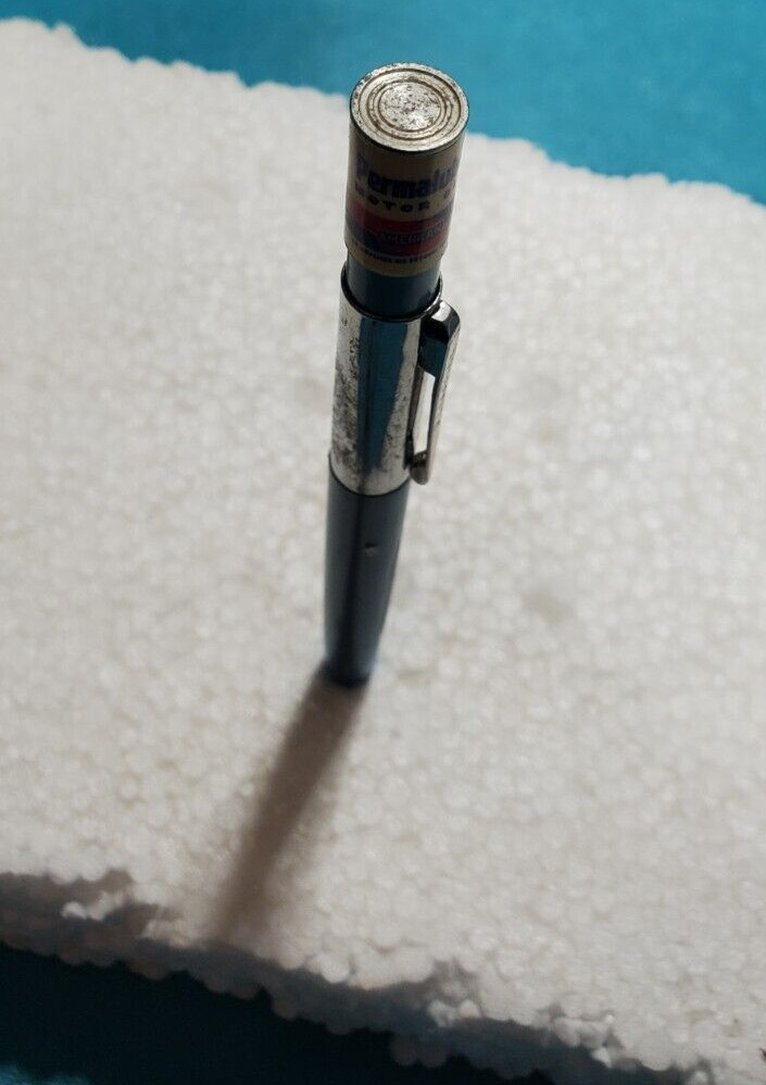 Vintage RITEPOINT PEN PERMALUBE AMERICAN MOTOR OIL Pen GAS ADVERTISING Topper
