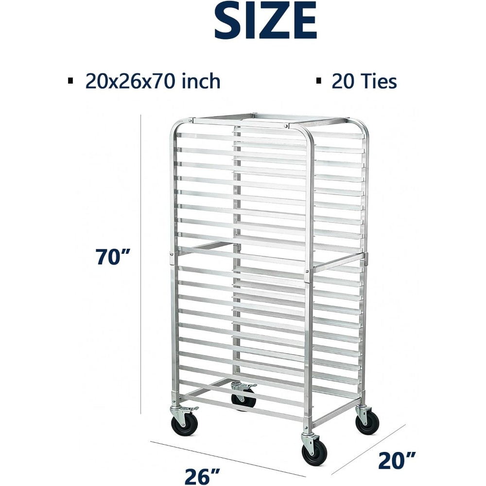 Aluminum Rolling Rack with Lockable Casters - Multi-Use Kitchen & Bakery Cart