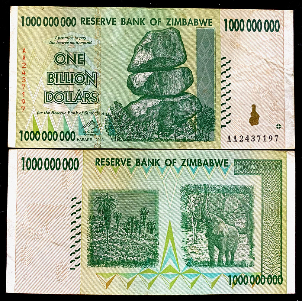 Zimbabwe 1000000000 1 BILLION DOLLARS 2008 Banknote  - Circulated