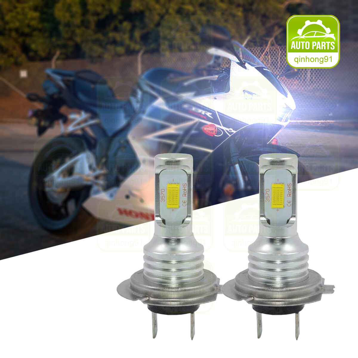 For Kawasaki ZX636 Ninja ZX-6R 2005-2006 2009-2015 ZX6R LED Headlight H7 Bulbs