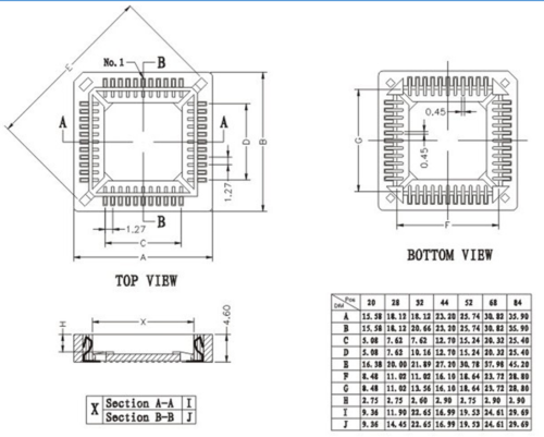 5Pcs PLCC28 PLCC 28 Pin SMT Surface Mount IC Socket Adapter Converter