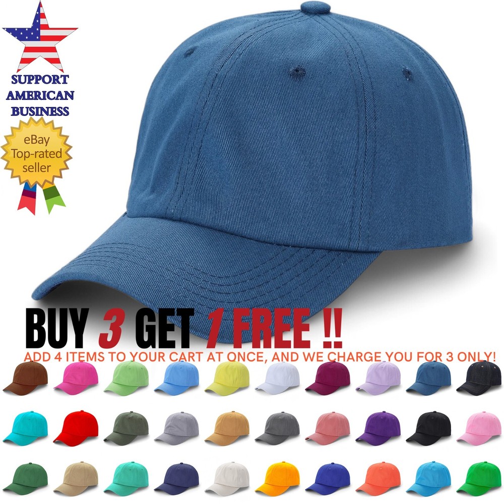 Cotton Baseball Cap Solid Dad Hat Buckle Adjustable Size Plain Visor Hats Women