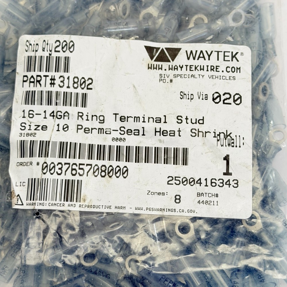(200 PACK ) 16-14GA RING TERMINAL STUD 31802