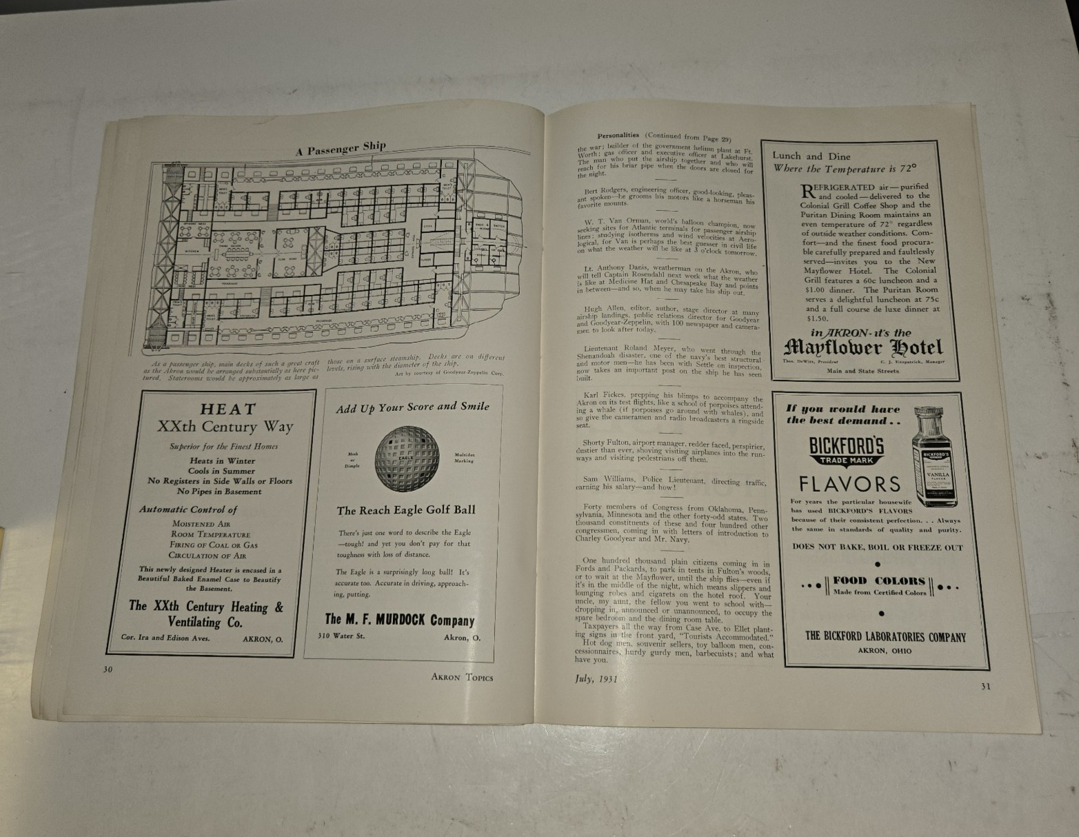 1931 Akron Topics ZRS-4 USS Akron Airship Magazine Rare Ohio Goodyear History